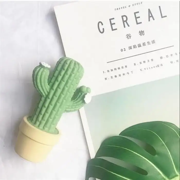 New Mini Kaktüs Dekoratifli Pilli Led Masa Gece Lambası Aydınlatma