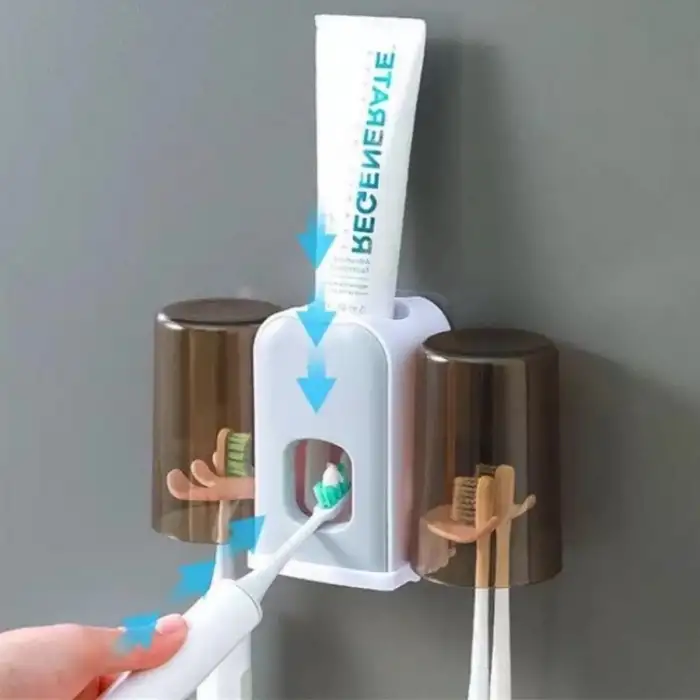 New Montaj Gerektirmeyen Fayansa,Duvara Yapışabilen 2 Kupalı Steril Otomatik Diş Macunluk