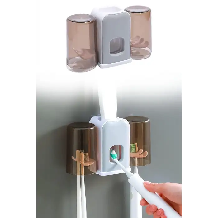 New Montaj Gerektirmeyen Fayansa,Duvara Yapışabilen 2 Kupalı Steril Otomatik Diş Macunluk