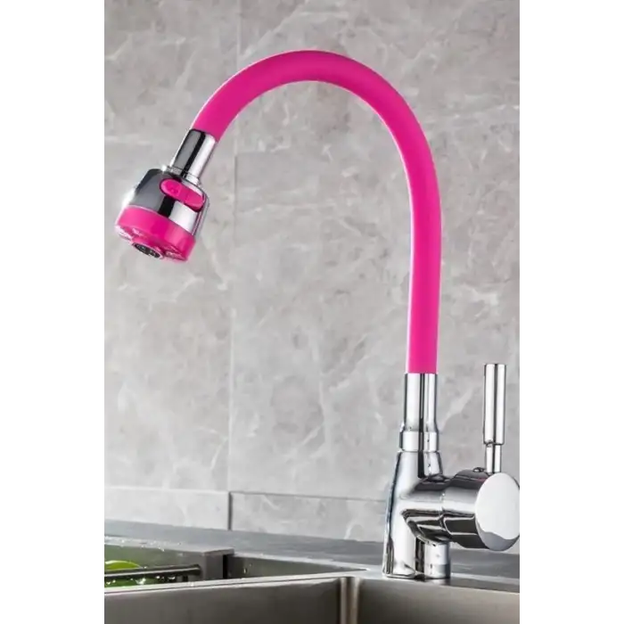 New Oynar Başlıklı Tasarruflu Kubar Musluk Borusu ve Başlığı  Pembe