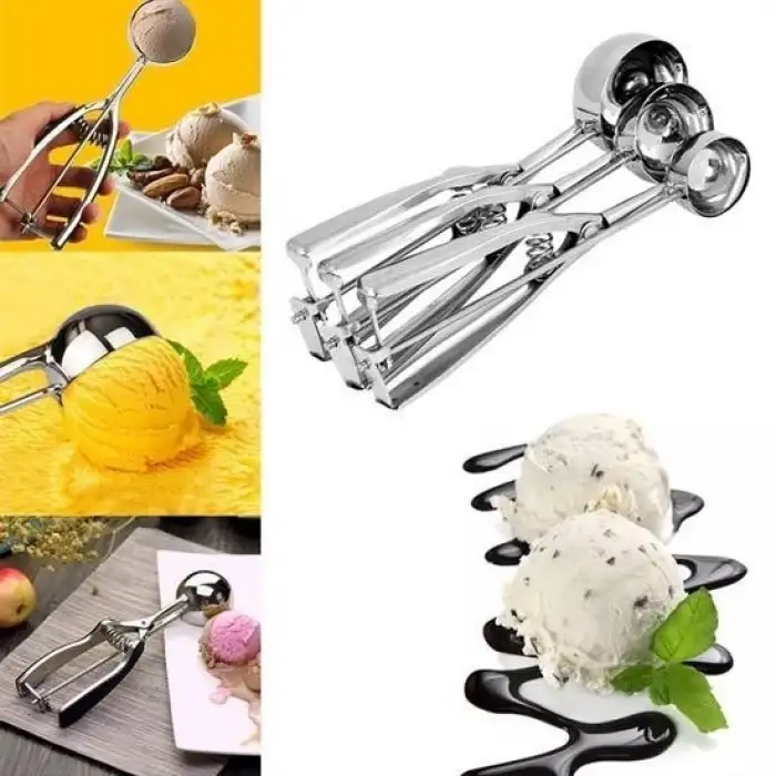 New Paslanmaz Çelik Çek Bırak Yapışmaz Dondurma Top Kaşığı Kepçesi