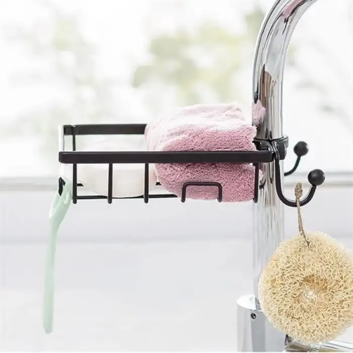 New Paslanmaz Çelik Mutfak Banyo Musluğuna Sabitlenebilir Sabunluk