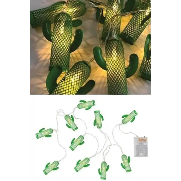 New Pilli Yeşil Kaktüs Led Işık Zinciri Dekoratif Süs Aydınlatması