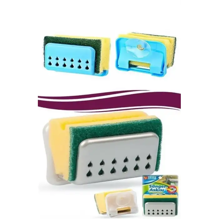 New Pratik Mutfak Lavabo Vantuzlu Bulaşık Süngeri Askısı Aparatı