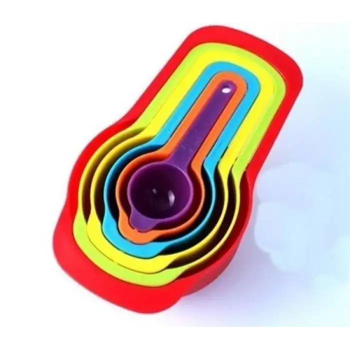 New Pratik Ölçü Kaşığı Kabı 5li Şeker Baharat Sıvı Ölçer Aparat