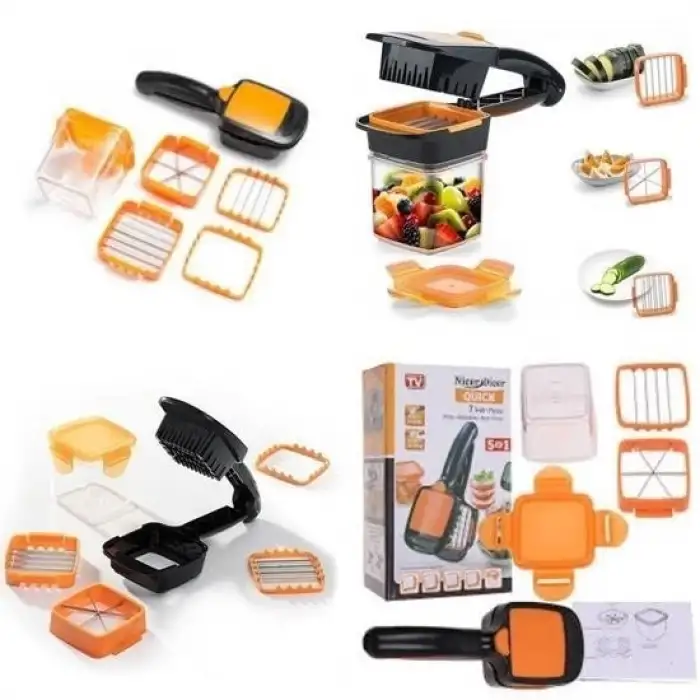 New Quick 5 İn 1 Büyük Hazneli Pratik Hızlı Meyve Sebze Doğrayıcı Rende