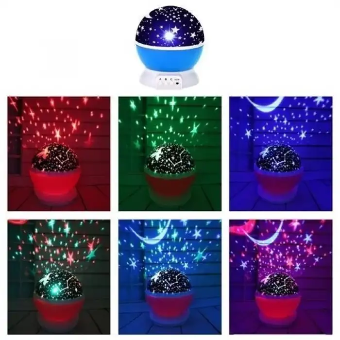 Buffer Renkli Ay Yıldız Tavan Yansıtma Pilli Led Gece Lambası Gökyüzü Projeksiyonlu Dönen Küre