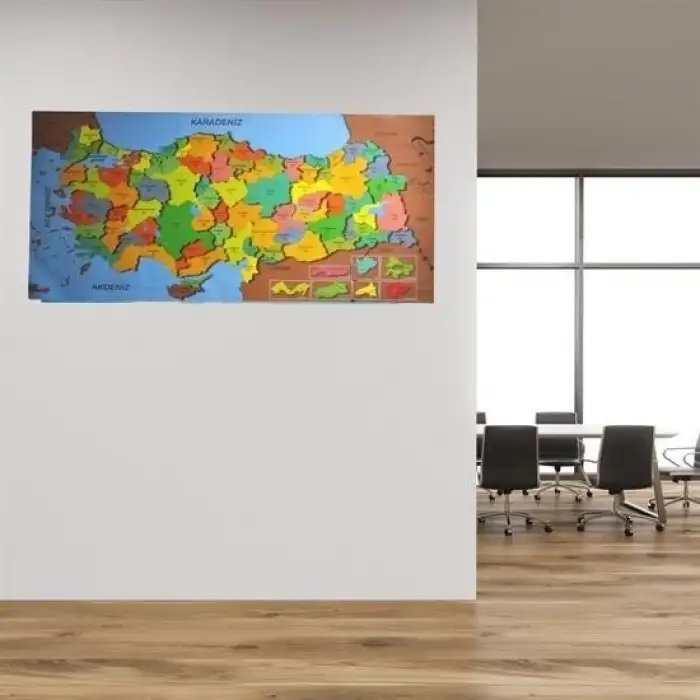 New Renkli Türkiye Haritası Manyetik Yapıştırıcı Gerektirmeyen Duvar Stickerı 118 CM * 56 CM