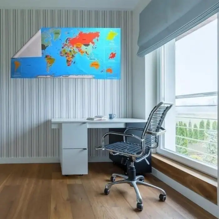 New RenkliAtlas DünyaHaritası Manyetik Yapıştırıcı Gerektirmeyen Duvar Stickerı 118 CM * 56 CM