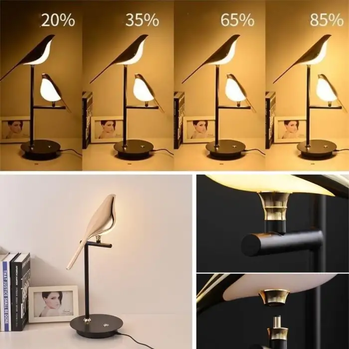 New Saksağan Kuş Modeli Tekli Dokunmatik Aydınlatma Masa Üstü Gece Lambası Göz Korumalı Abajur