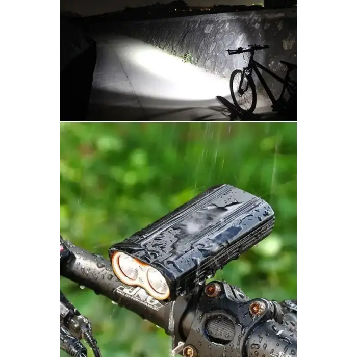 New Şarj Göstergeli Uzun Menzil Su Geçirmez LED Bisiklet Feneri 1600 Lumen
