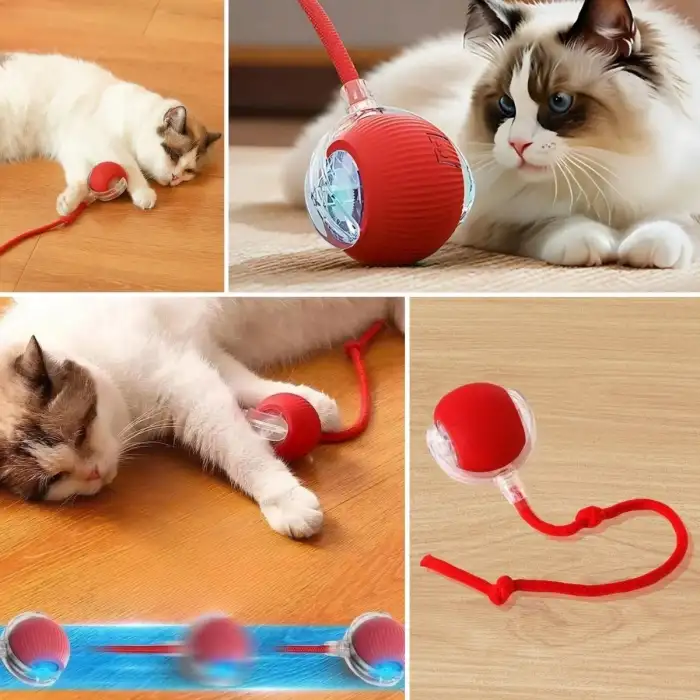 New Şarjlı Otomatik Hareketli Kedi Köpek İçin 360 Derece Dönen İnteraktif Akıllı Oyun Topu