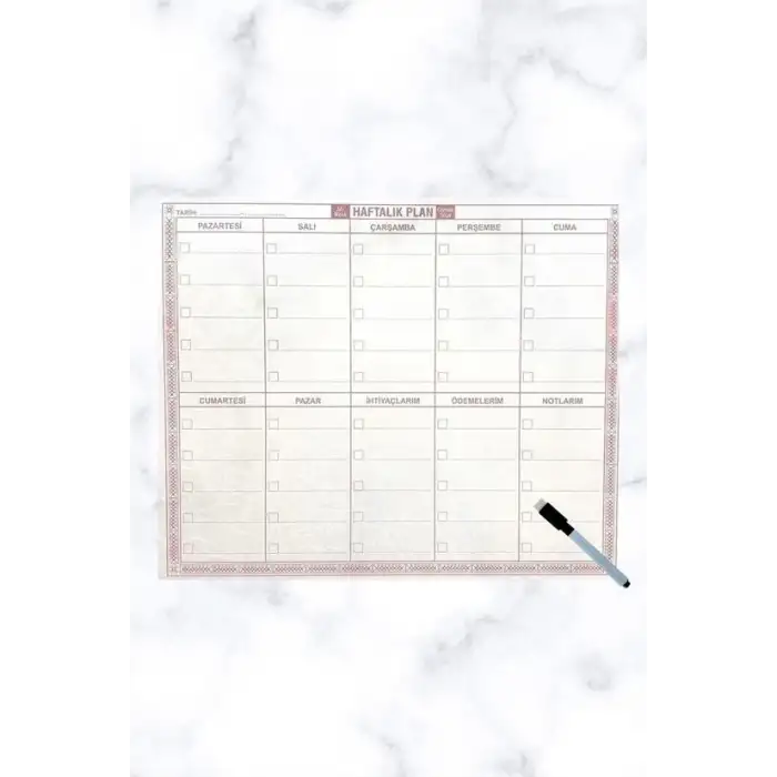 New Şeffaf Kendiliğinden Yapışkanlı Kalemli Haftalık Planlayıcı 40cm-50cm