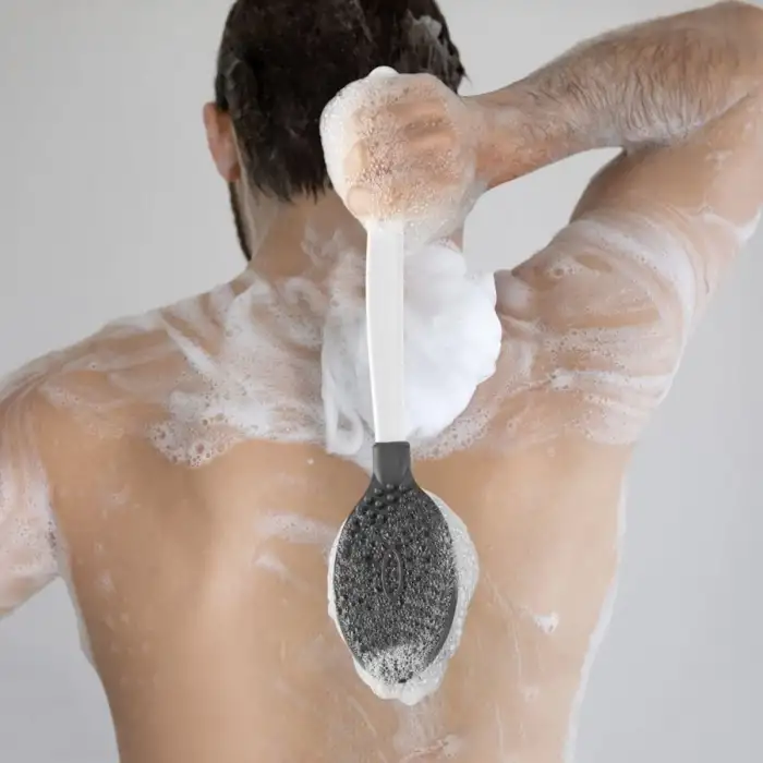 New Silikon Masajlı Uzun Saplı Vücut Masaj Fırçası Banyo Sırt Kesesi Saplı Yumuşak Fırça