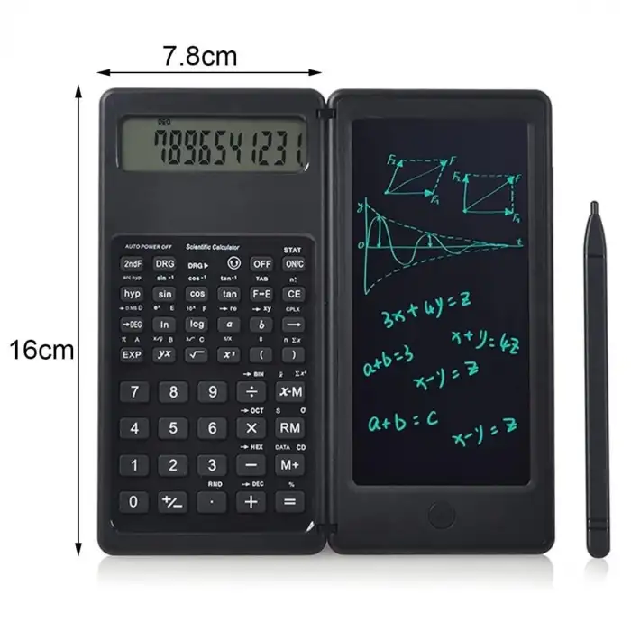 New Silinebilir LCD Yazı Tabletli,Kalemli Katlanabilir Bilimsel Hesap Makinesi