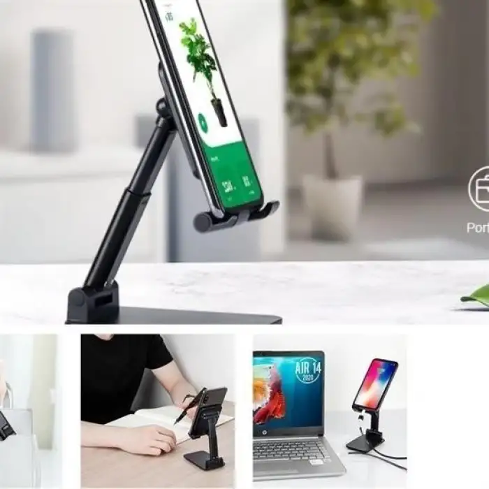 New Siyah Aynalı Cep Telefonu Sabitleyici Stand Katlanabilir Ayarlanabilir Telefon Standı