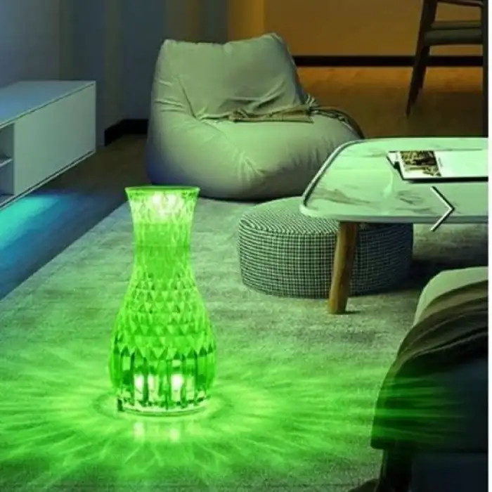 New Sürahi Model USB Şarjlı Kumandalı 16 Farklı Işık Modlu Masa Üstü Kristal Akrilik Lamba Led