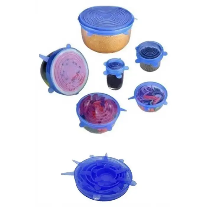 New Tazeliği Koruyan 6lı Silikon Streç Gıda Saklama Koruma Kapakları