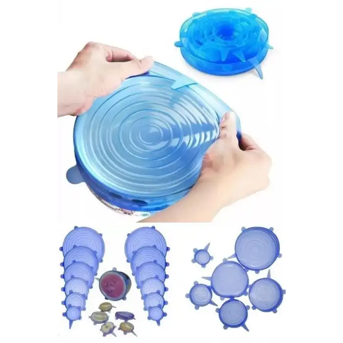 New Tazeliği Koruyan 6lı Silikon Streç Gıda Saklama Koruma Kapakları