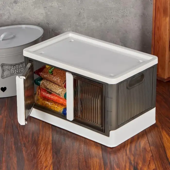 New Tek Katlı Çift Kapaklı Demonte Mutfak ve Banyo Düzenleyici Plastik Raf-Antrasit