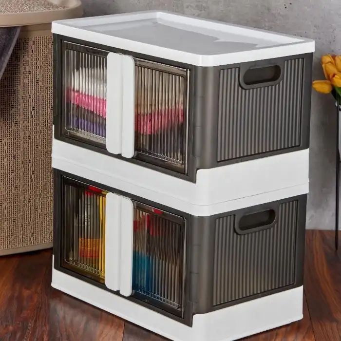 New Tek Katlı Çift Kapaklı Demonte Mutfak ve Banyo Düzenleyici Plastik Raf-Antrasit