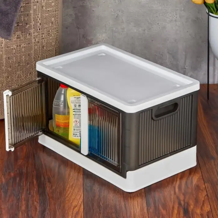 New Tek Katlı Çift Kapaklı Demonte Mutfak ve Banyo Düzenleyici Plastik Raf-Antrasit