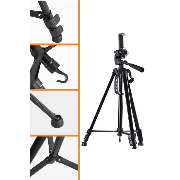 New Telefon ve Fotoğraf Makinası Takılabilen Bluetooth Kumandalı 146 cm Tripod