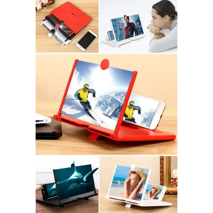 New Telefon ve Tablet Ekran Büyütücü Aparat Kırmızı