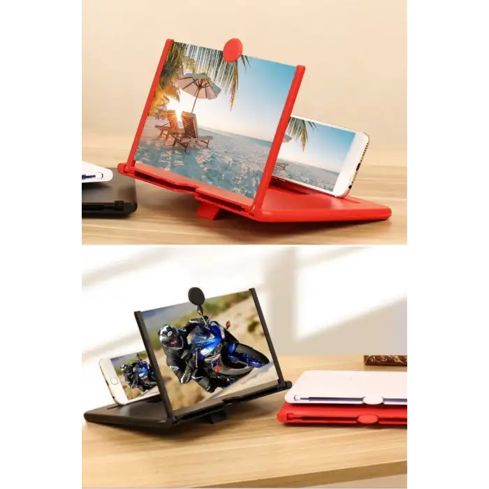 New Telefon ve Tablet Ekran Büyütücü Aparat Kırmızı