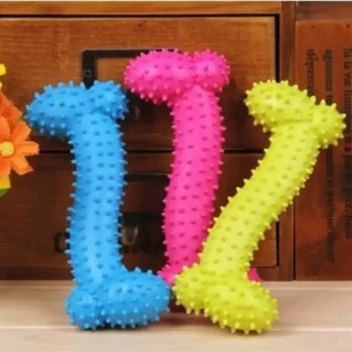 New Tiny Kemik Oyuncağı Tırtıklı Yüzey Küçük Kemik Plastik Köpek Oyuncağı