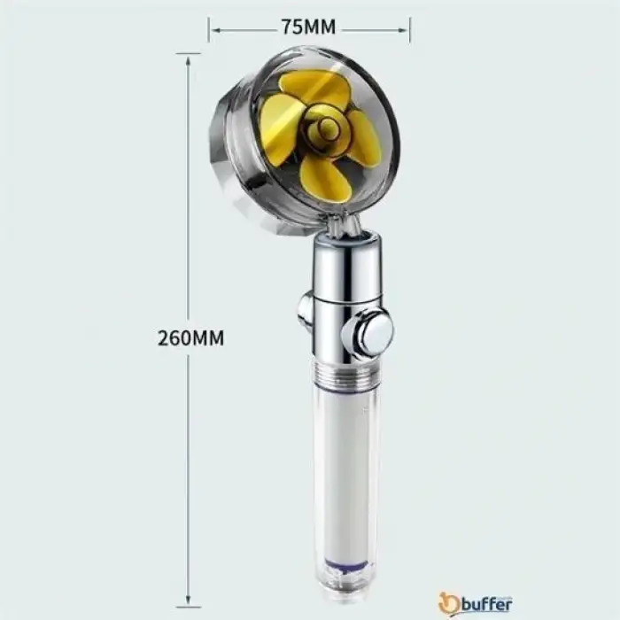 New Turbo Pervaneli ve Filtreli Su Tasarruflu 360 Derece Dönebilen Tazyikli Duş Başlığı