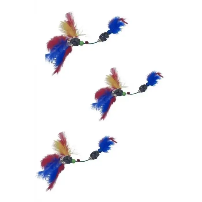 New Tüylü Tahta Boncuklu Zilli Kedi Oyuncağı Çok Renkli Kedi Oyuncak