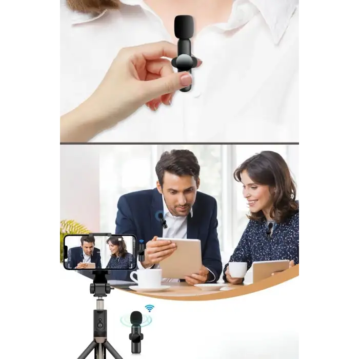 New Type C Uyumlu İphone Dönüştürücülü Kablosuz Yaka Mikrofonu Android ve İphone Uyumlu Mini Mikrofon