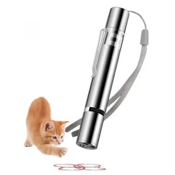 New Usb İle Şarj Edilebilen 3In 1 Kırmızı Işık +Beyaz Led Meşale Işık + Uv El Feneri Kedi Lazeri