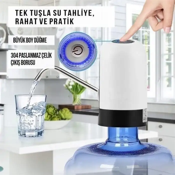 New Usb ile Şarj Edilebilir Elektrikli  Otomatik Damacana Su Pompası