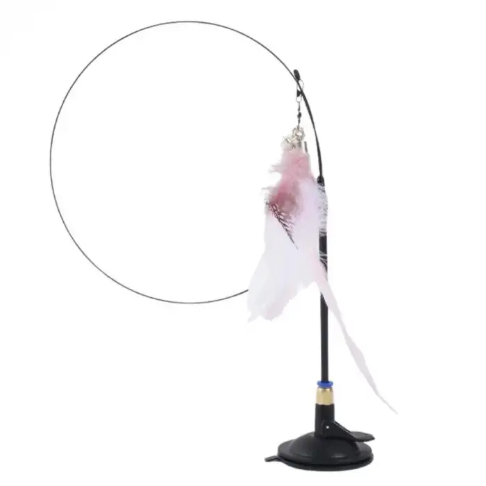 New Vantuzlu Tüylü Zilli Olta Kedi Oyuncağı 2 Oltalı