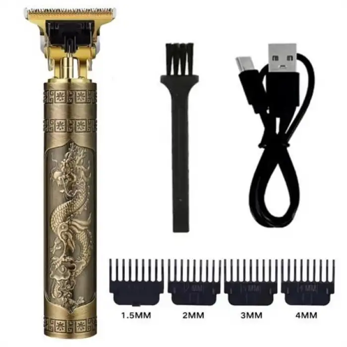 New Vintage Görünümlü Güçlü 4 Farklı Başlıklı USB ŞarjlI Manuel Tıraş Makinası