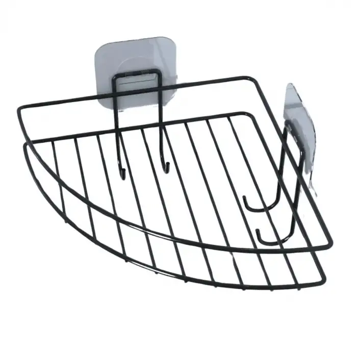 New Yapışkanlı Banyo Köşeliği Kancalı Köşe Rafı Duş Şampuanlık Duvar Düzenleyici Organizer Raf