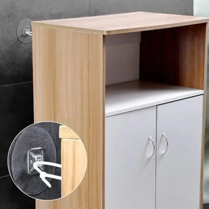 New Yapışkanlı Eşya Sabitleyici Aparat Deprem Güvenliği Çocuk Koruma Sabitleme Aparatı 1 Çift