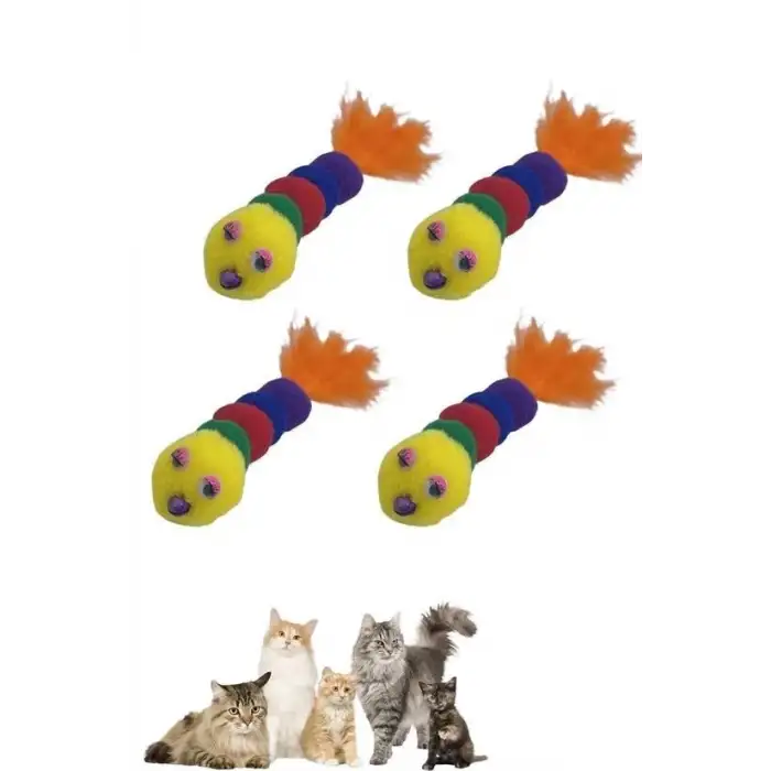 New Yumuşacık İpli Tırtıl Şeklinde Rengarenk Sevimli Evcil Hayvan Oyuncağı