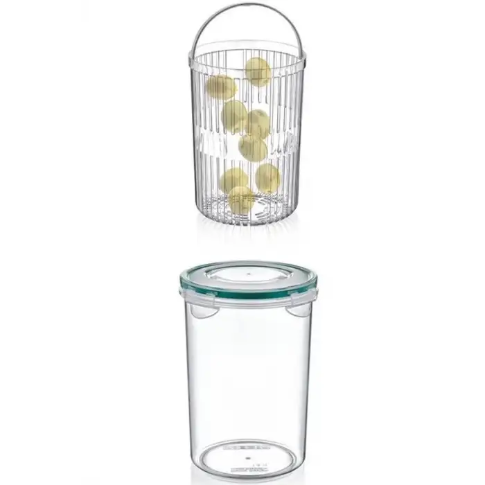 New Zeytin Turşu Sebze Yıkama Kutusu Klipsli Kapaklı Saklama Kabı