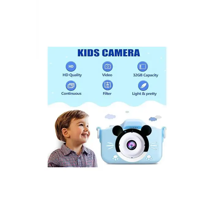 Çocuk Dijital Fotoğraf Makinası 20 Mp Video Kaydedici 2.0 İnç Çift Kameralı