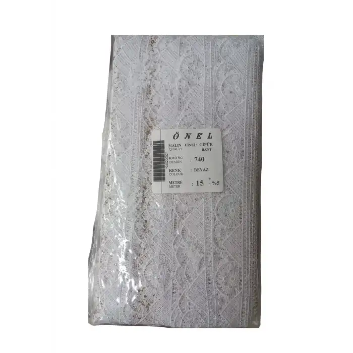 Dantel Polyester Güpür Bant Beyaz 15 Metre En 5 cm ON-740-B