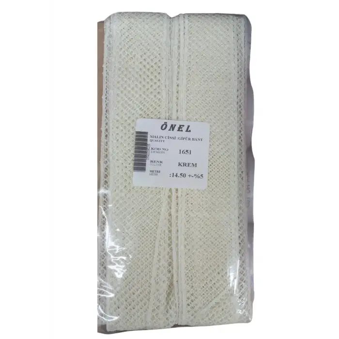 Dantel Polyester Güpür Bant Krem 14,50 Metre En 3 cm ON-1651-KR