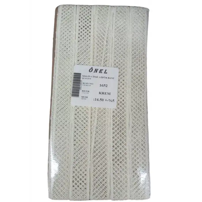 Dantel Polyester Güpür Bant Krem 14,50 Metre En 3 cm ON-1652-KR