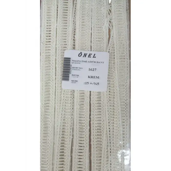 Dantel Polyester Güpür Bant Krem 15 Metre En 3 cm ON-1627-KR
