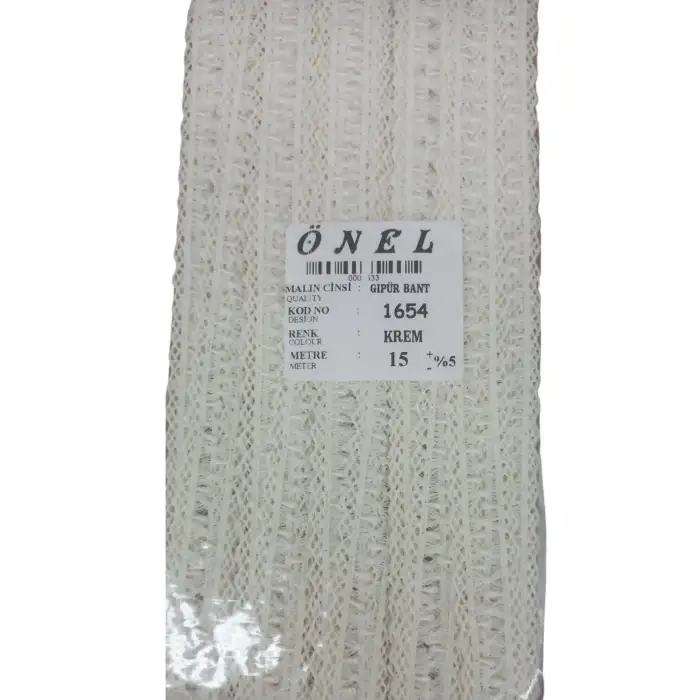 Dantel Polyester Güpür Bant Krem 15 Metre En 3 cm ON-1654-K