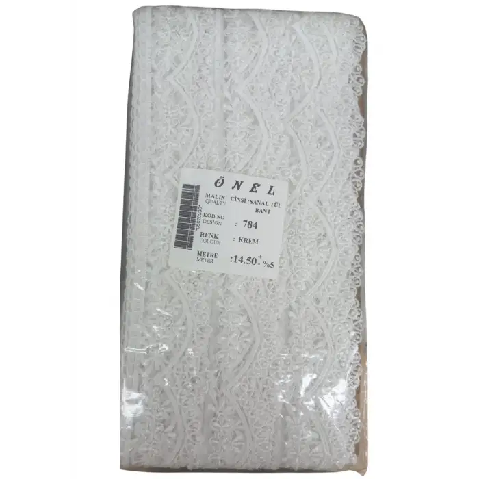 Dantel Polyester Sanal Tül Bant Krem 14,50 Metre En 3 cm ON-784-KR