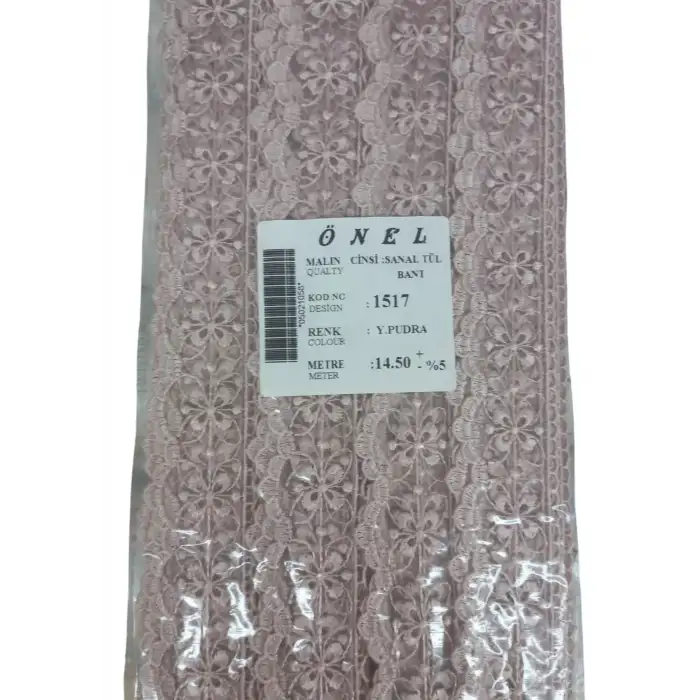 Dantel Polyester Sanal Tül Bant Y.Pudra 14,50 Metre En 3 cm ON-1517-PU