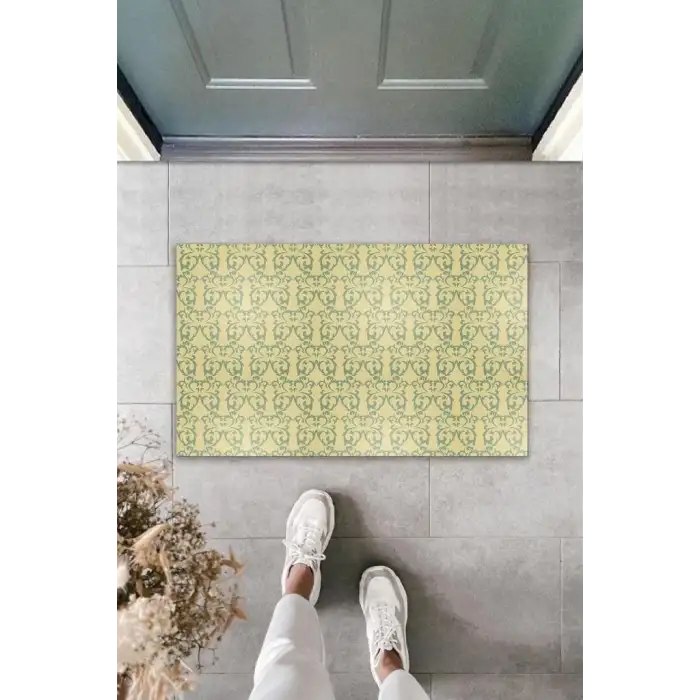 Dekoratif Dijital Baskı Bej Motif Dış Mekan Paspas K-2083